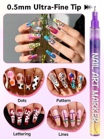 Nail Art Marker Pens | 12 Color Set